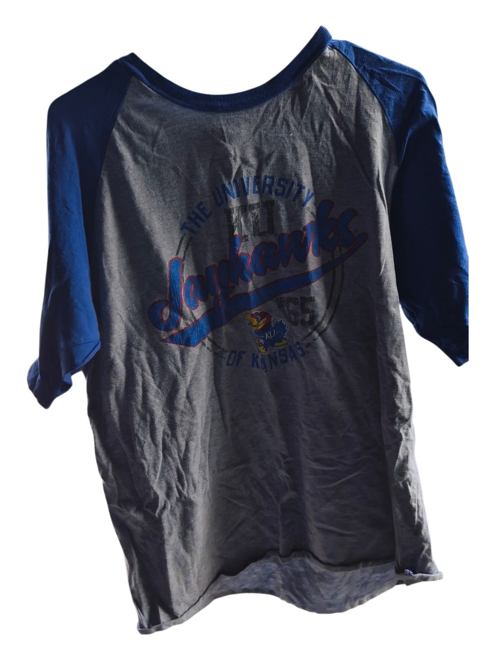 Varsity Raglan Baseball Tee - Blue/Gray Size Boys 12-14